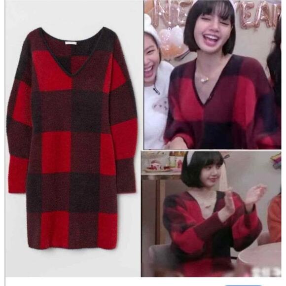 H&M Dresses & Skirts - Sz Xs - H & M Fuzzy Buffalo Plaid Dress